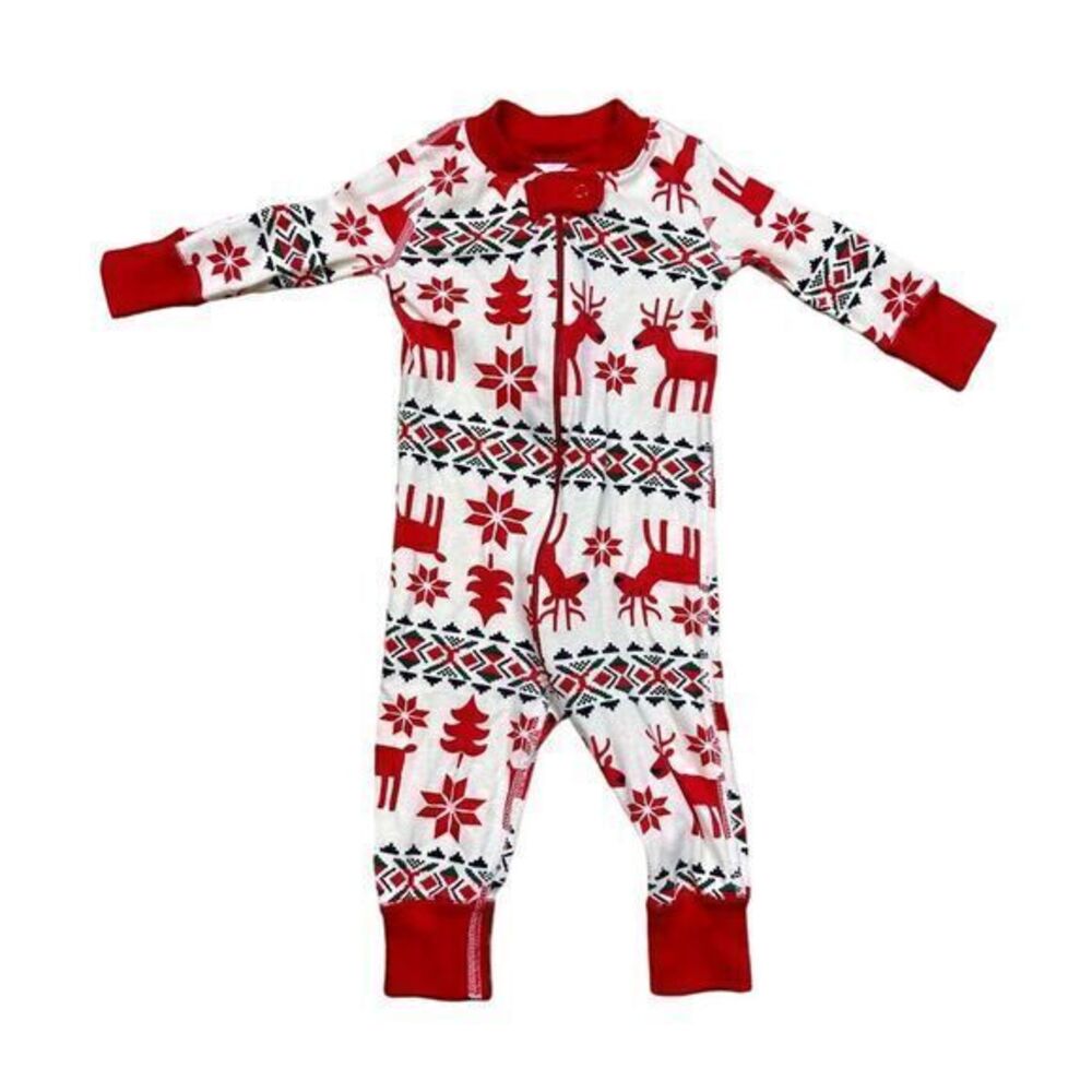Hanna Andersson Baby Holiday Pajamas Reindeer Zip Sleeper 6-9 Months Dear Deer‎